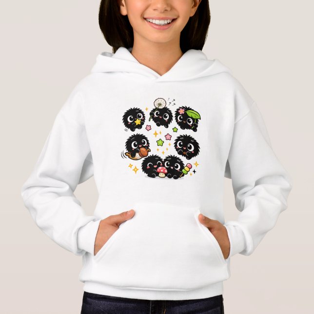 Cute Kawaii Soot Sprites T Shirt (Framsida)