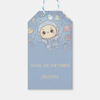 Cute Kawaii Space - Astronaut and Smiling Moon Presentetikett