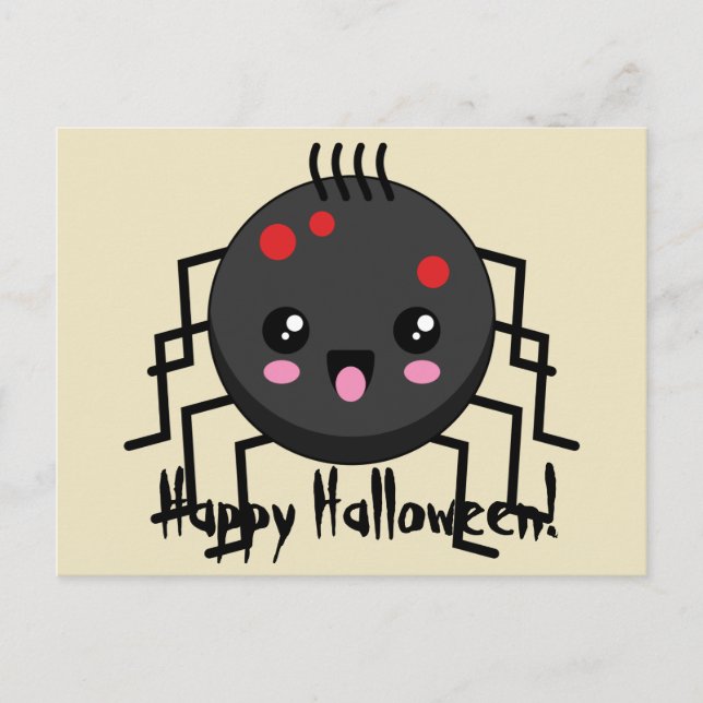 Cute Kawaii Spider | Lägg till egen text Helg Vykort (Framsida)