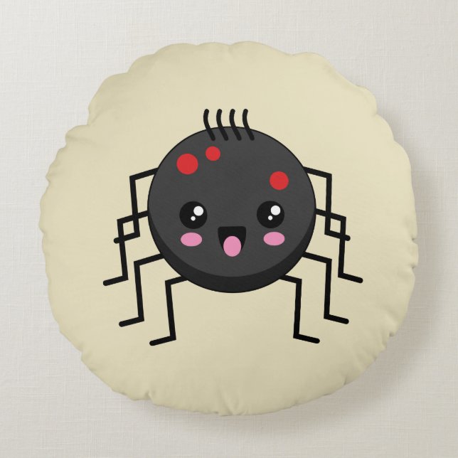 Cute Kawaii Spider Rund Kudde (Framsidan)
