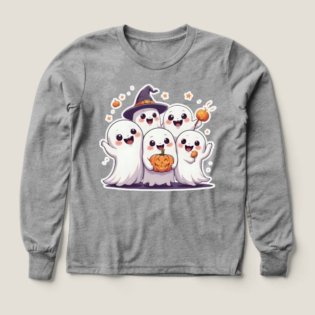 Cute Kawaii Spöken Halloween Sweatshirt - Spooky P T Shirt (Design framsida)