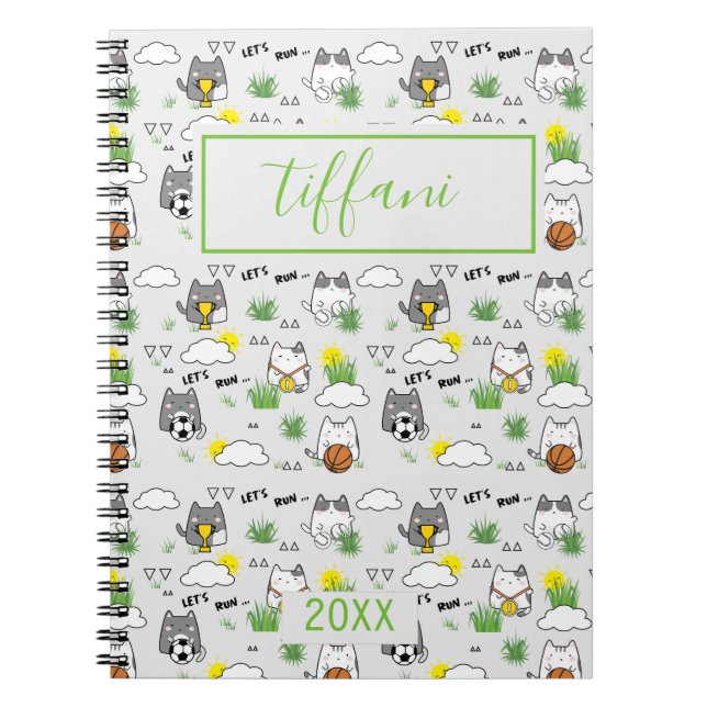 Cute Kawaii Sporty Cats - bärbar dator Anteckningsbok (Framsidan)