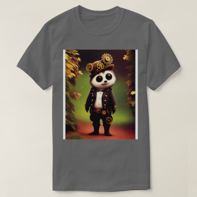 Cute Kawaii Steampunk Raccoon T Shirt (Design framsida)