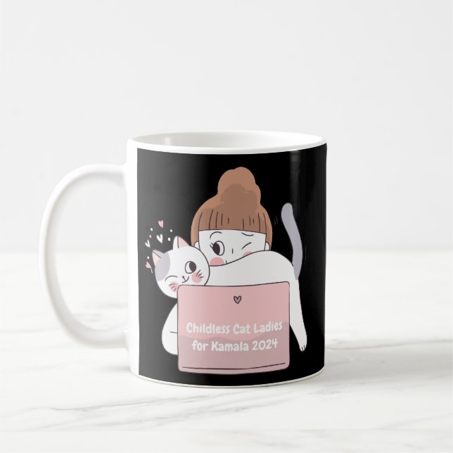 Cute Kawaii Stil Chilless Cat Dam för Kamala Kaffemugg (Vänster)
