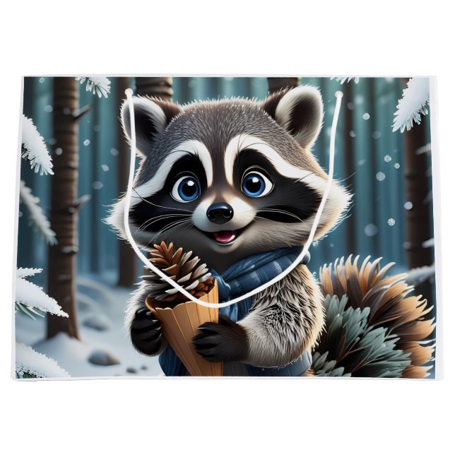 Cute Kawaii stil Raccoon med en Gräs kräm (Framsidan)
