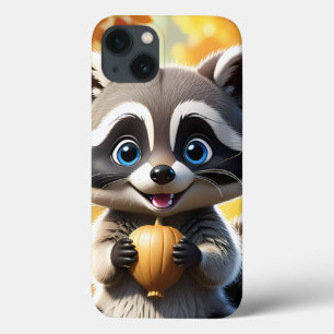 Cute Kawaii stil Racoon som håller ett akorn