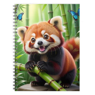 Cute Kawaii stil Red Panda in a Bamboo Forest Anteckningsbok