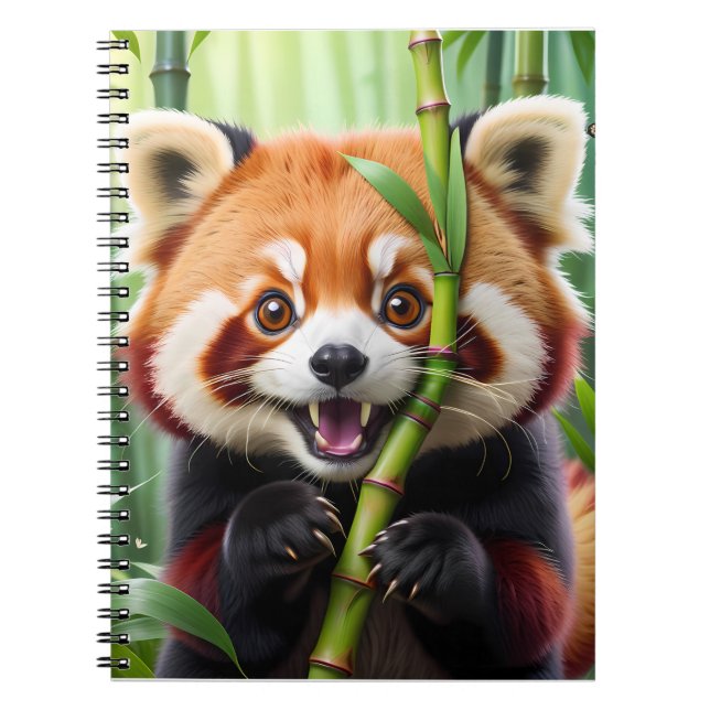 Cute Kawaii stil Red Panda med stor sjömil Anteckningsbok (Framsidan)