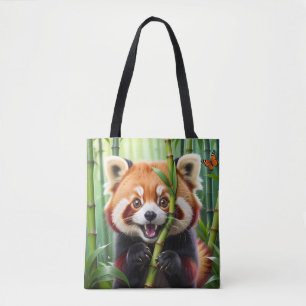 Cute Kawaii stil Red Panda med stor sjömil Tygkasse