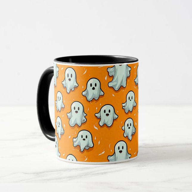 Cute Kawaii Stil Spöken om Orange Mugg (Framsida vänster)