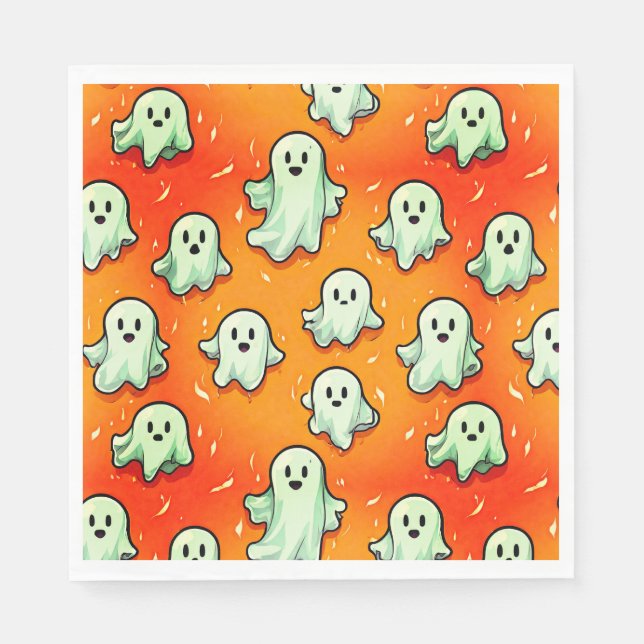 Cute Kawaii Stil Spöken om Orange Pappersservett (Framsidan)