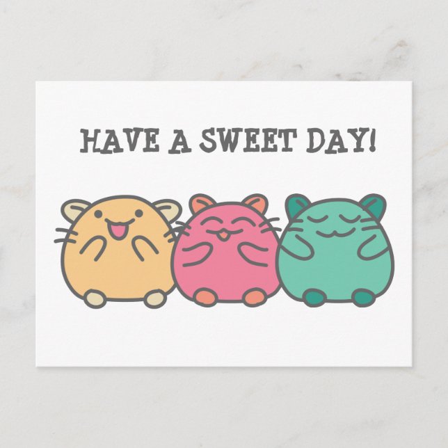 Cute Kawaii Stil Tecknad Hamsters Anpassningsbar Vykort (Framsida)