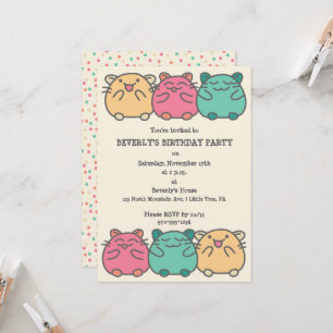 Cute Kawaii Stil Tecknad Hamsters Personlig Inbjudningar