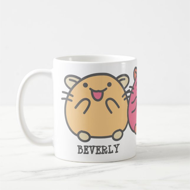 Cute Kawaii Stil Tecknad Hamsters Personlig Kaffemugg (Vänster)