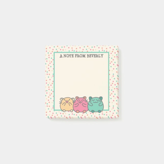 Cute Kawaii Stil Tecknad Hamsters Personlig Post-it Block (Framsida)