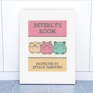 Cute Kawaii Stil Tecknad Hamsters Personlig Poster