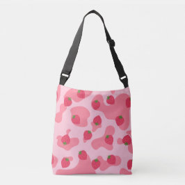 Cute Kawaii Strawberry Cow Mönster Axelväska