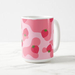 Cute Kawaii Strawberry Cow Mönster Kaffemugg