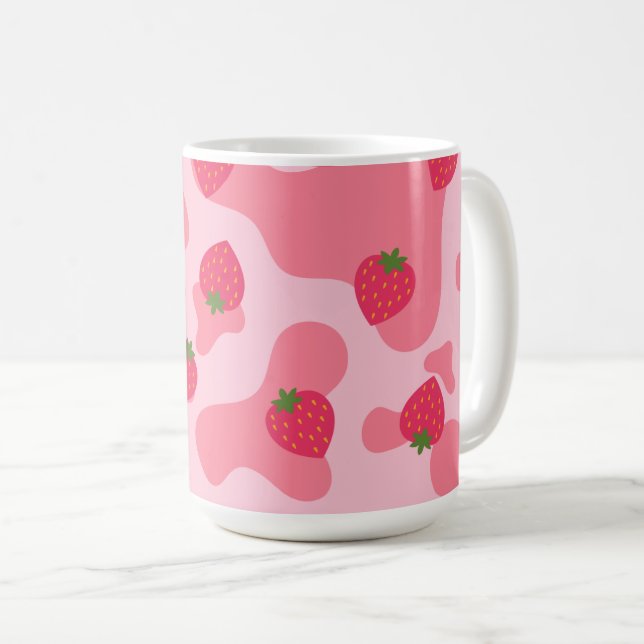 Cute Kawaii Strawberry Cow Mönster Kaffemugg (Framsida höger)