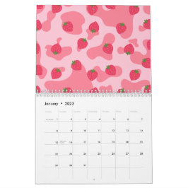 Cute Kawaii Strawberry Cow Mönster Kalender