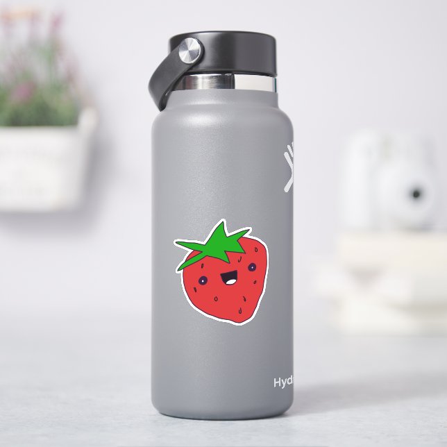 Cute Kawaii Strawberry Klistermärken (HydroFlask)
