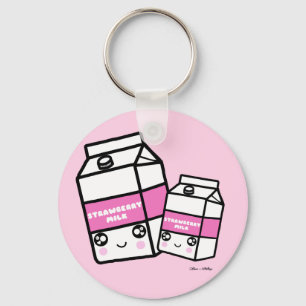Cute Kawaii Strawberry Mjölk Sweet Dairy Foodie B Nyckelring