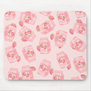 Cute Kawaii Strawberry Mjölk Tecknad Mouse Pad Musmatta