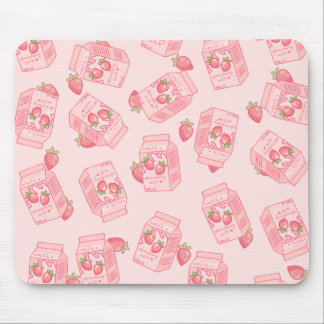 Cute Kawaii Strawberry Mjölk Tecknad Mouse Pad Musmatta