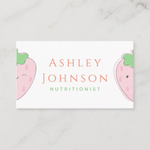 Cute Kawaii Strawberry Nutritionist Dietitian Food Visitkort