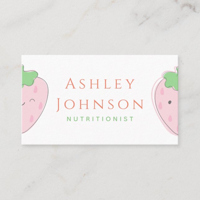 Cute Kawaii Strawberry Nutritionist Dietitian Food Visitkort (Framsida)