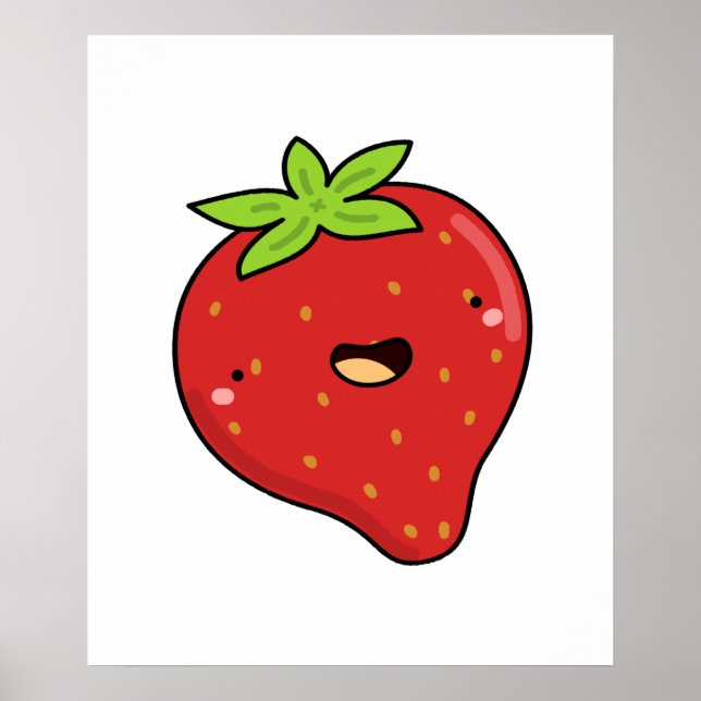Cute Kawaii Strawberry Poster (Framsidan)