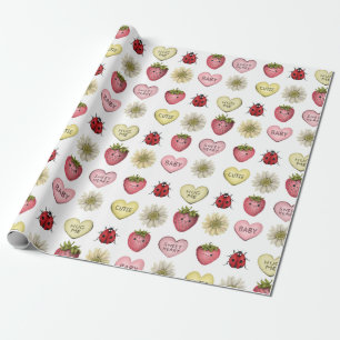 Cute Kawaii Strawberry Valentine Day Mönster Presentpapper