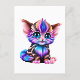 Cute Kawaii Stripe Baby Kitten Postcard Vykort
