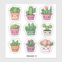 Cute Kawaii Succulent Grönt Poged Plant Stickers