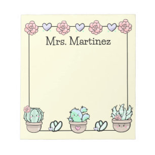 Cute Kawaii Succulents Personlig Anteckningsblock