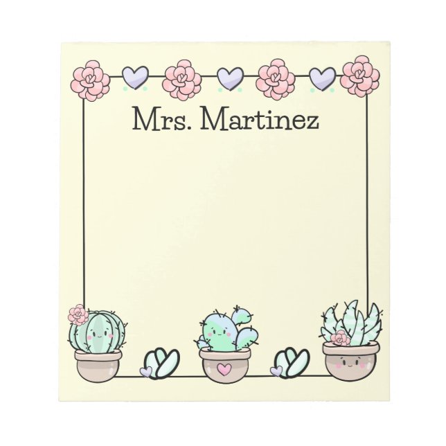 Cute Kawaii Succulents Personlig Anteckningsblock (Framsida)