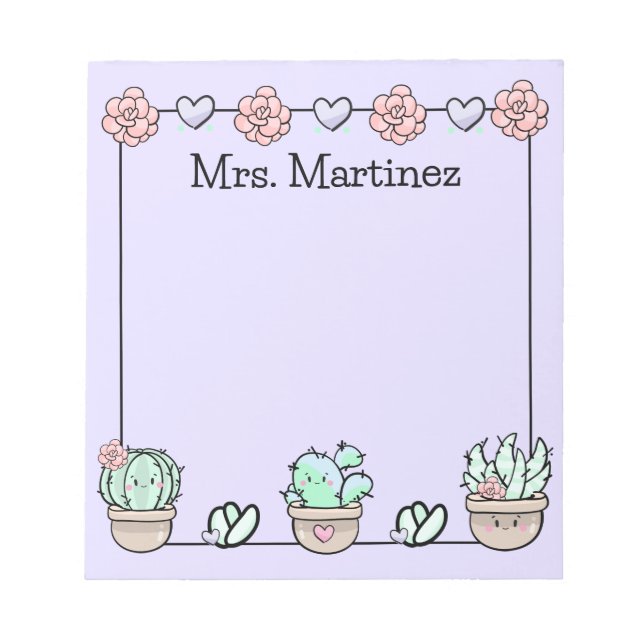 Cute Kawaii Succulents Personlig Anteckningsblock (Framsida)