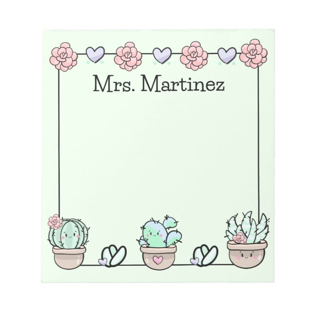 Cute Kawaii Succulents Personlig Anteckningsblock (Framsida)