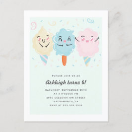 Cute Kawaii Sugar Candy Kids' födelsedag Inbjudan Vykort