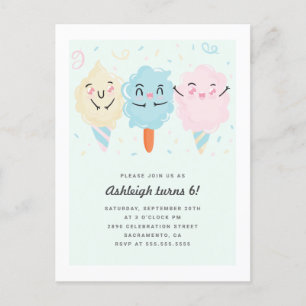 Cute Kawaii Sugar Candy Kids' födelsedag Inbjudan Vykort