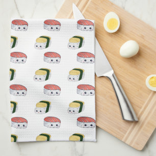 Cute Kawaii Sushi Japansk Food Art Character Maki Kökshandduk