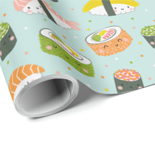 Cute Kawaii Sushi, ljusblå Presentpapper
