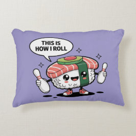 Cute Kawaii Sushi med bowling stift Prydnadskudde