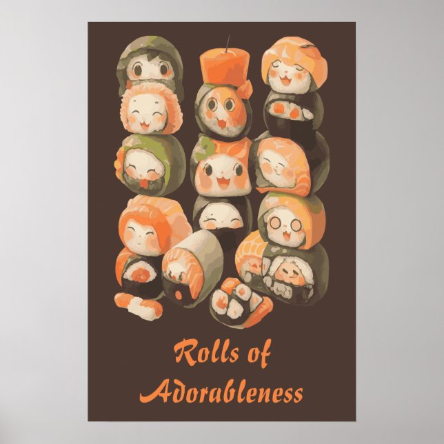 Cute Kawaii Sushi Rolls Poster (Framsidan)