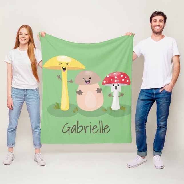 Cute kawaii svampar toadstool tecknad fleecefilt (På plats)