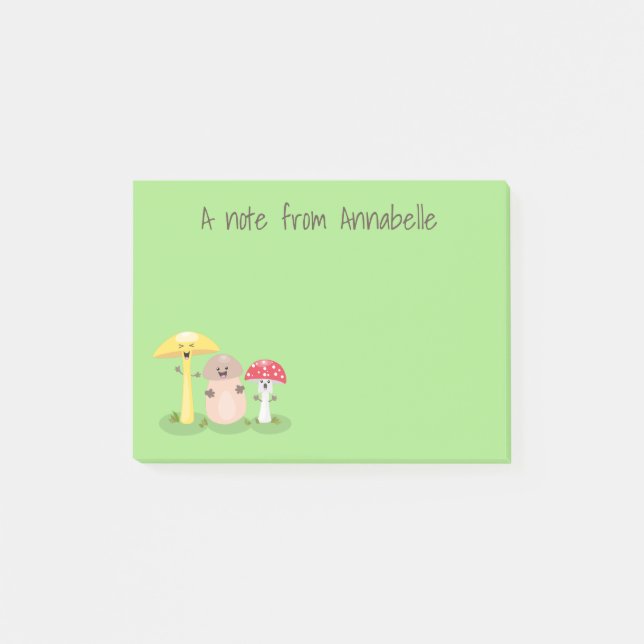 Cute kawaii svampar toadstool tecknad post-it block (Framsida)