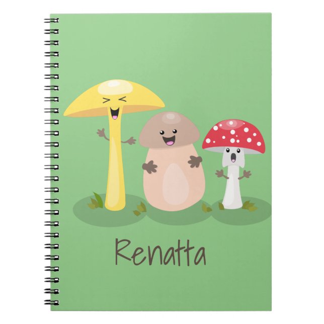 Cute kawaii svampsvampar toadstool anteckningsbok (Framsidan)