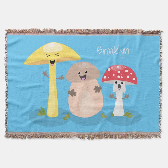 Cute kawaii svampsvampar toadstool filt (Framsidan)