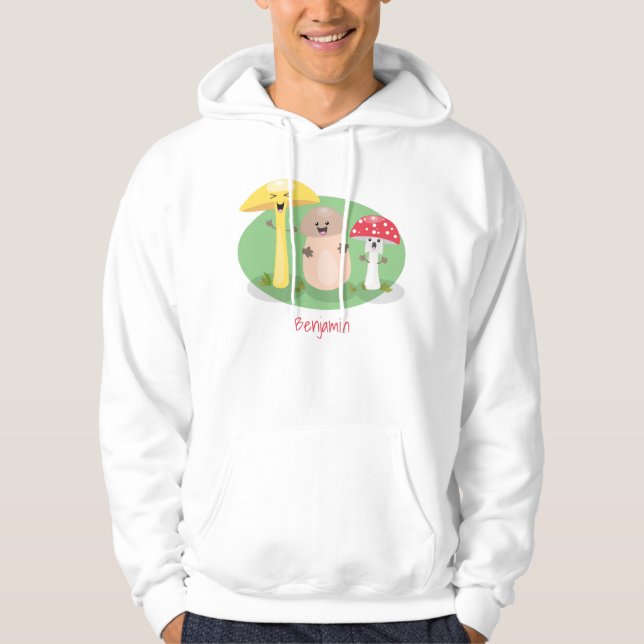 Cute kawaii svampsvampar toadstool hoodie (Framsida)