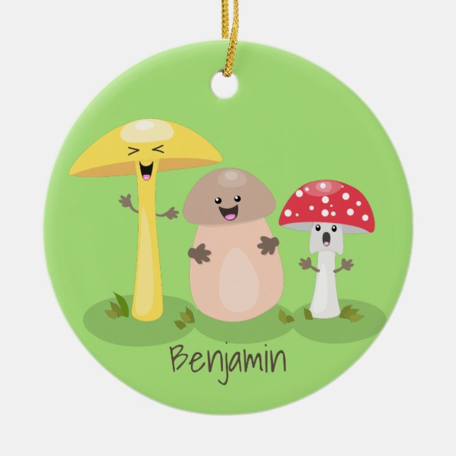 Cute kawaii svampsvampar toadstool julgransprydnad keramik (Framsidan)